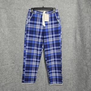 Cyberjammies Womans Pajama Pants Size 8 (UK 10) Blue Plaid‎ Drawstring Waist NWT